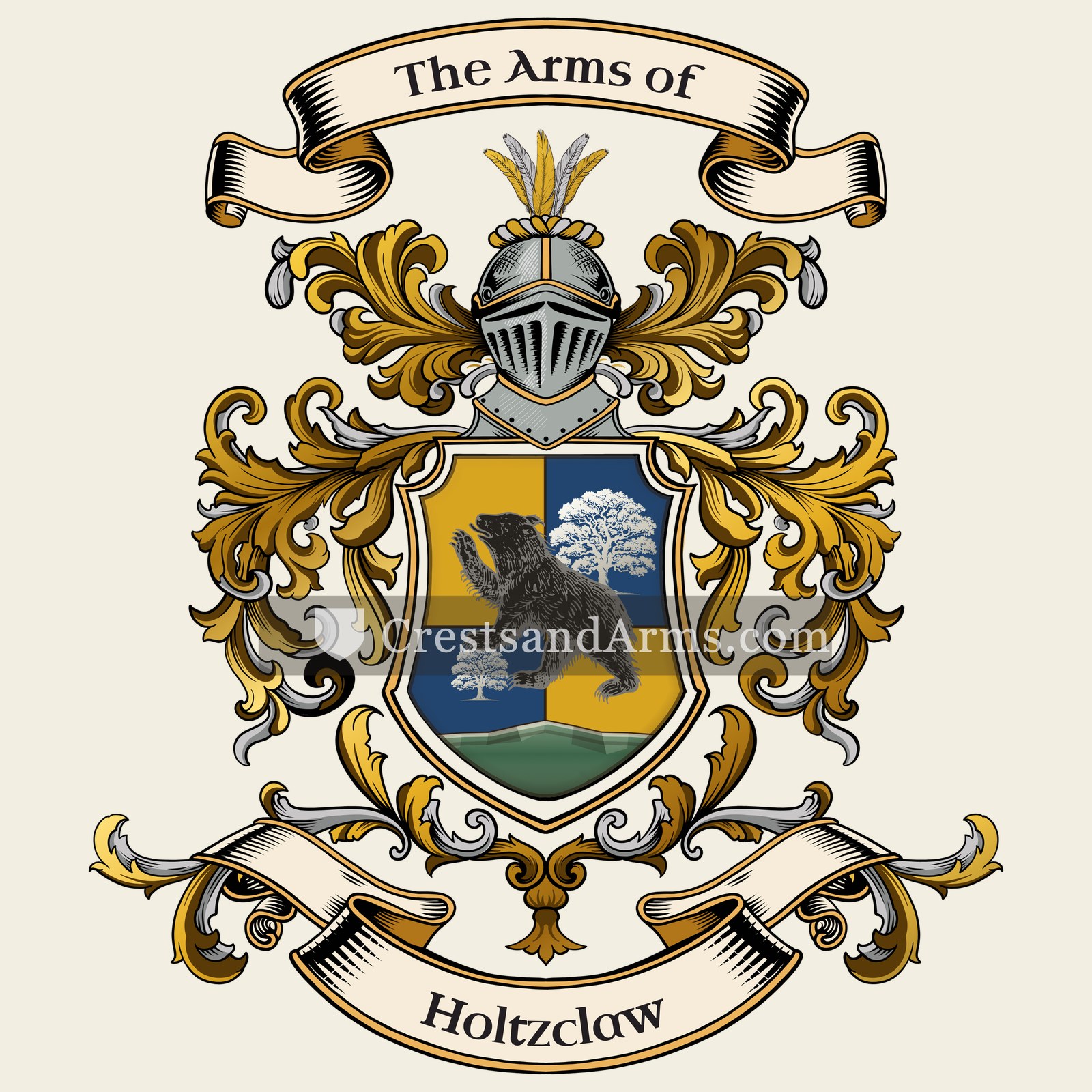 The Holtzclaw coat of arms, drawn from the recorded blazon