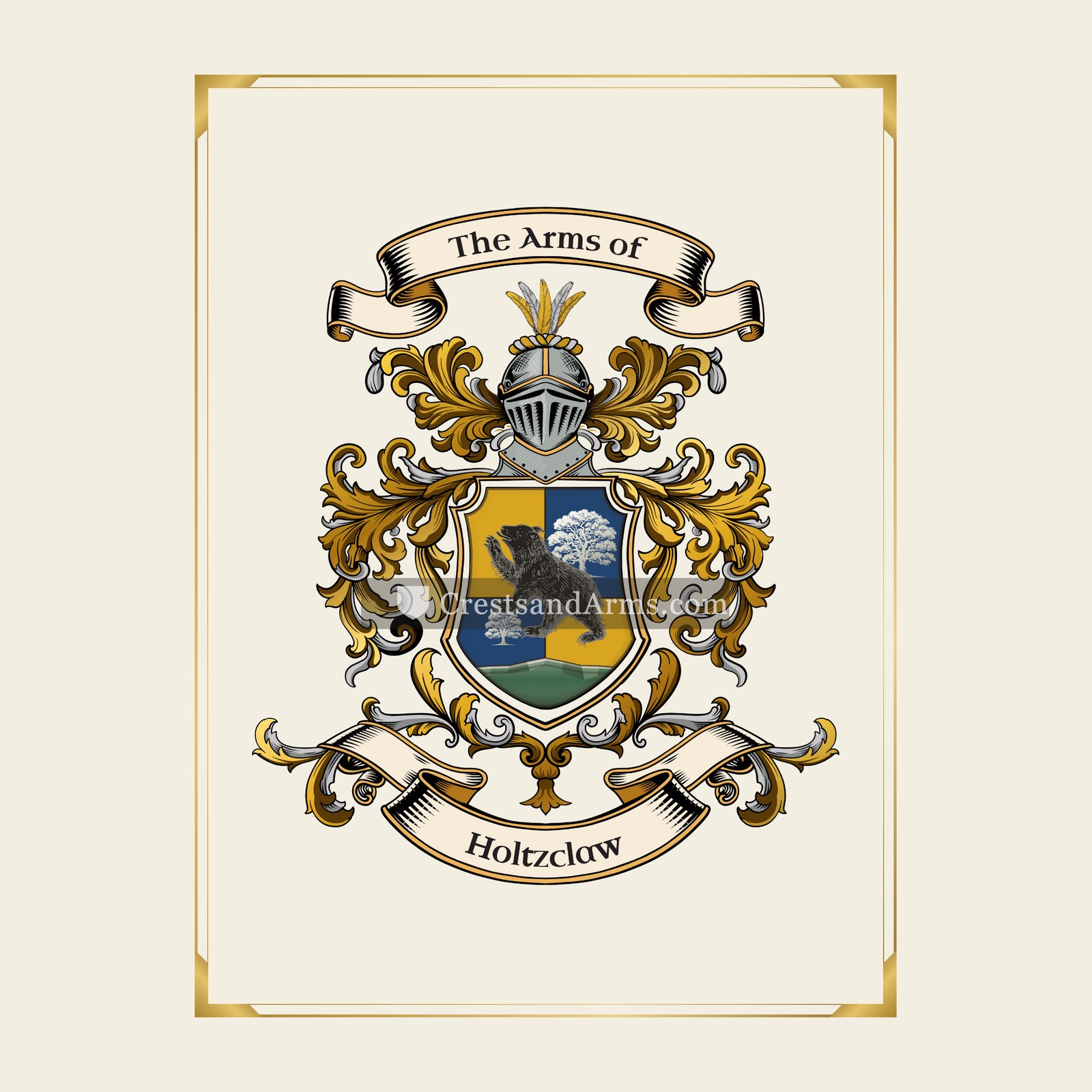 With gold border