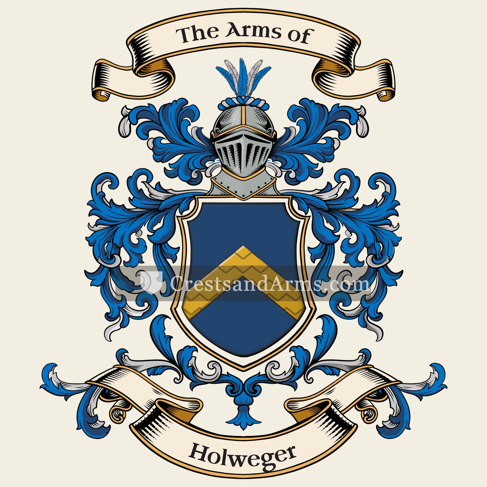 The Holweger coat of arms, drawn from the recorded blazon
