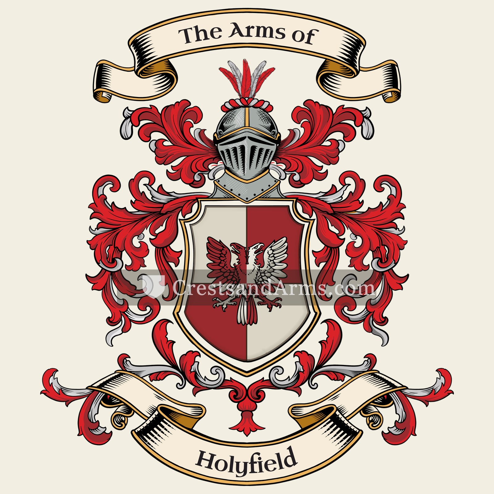 The Holyfield coat of arms, drawn from the recorded blazon
