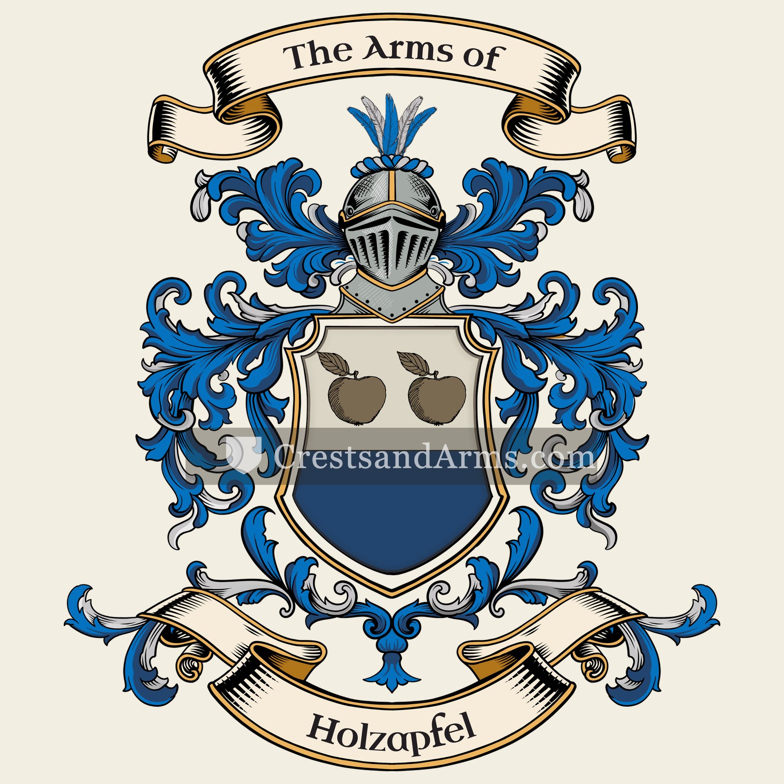 The Holzapfel coat of arms, drawn from the recorded blazon