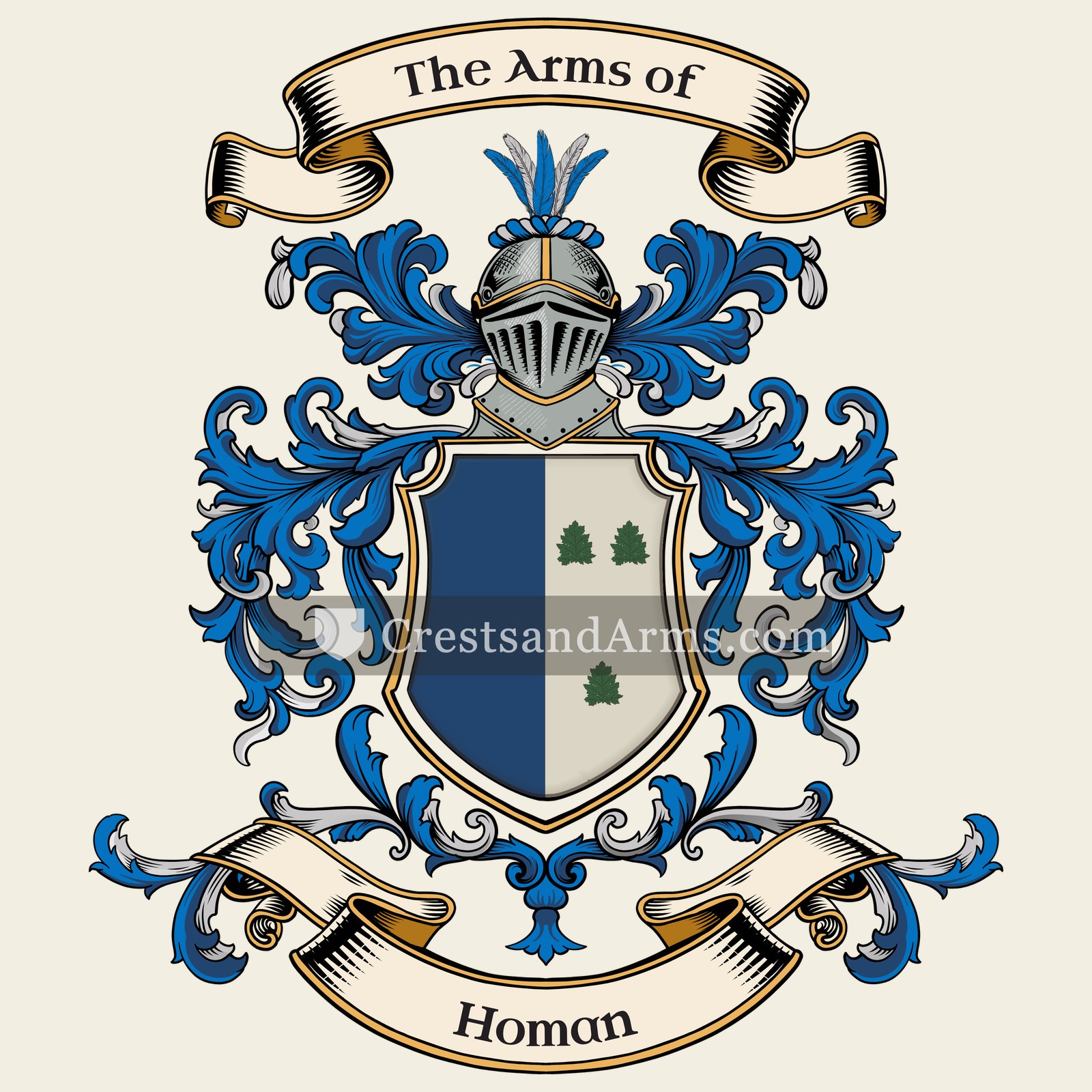 The Homan coat of arms, drawn from the recorded blazon