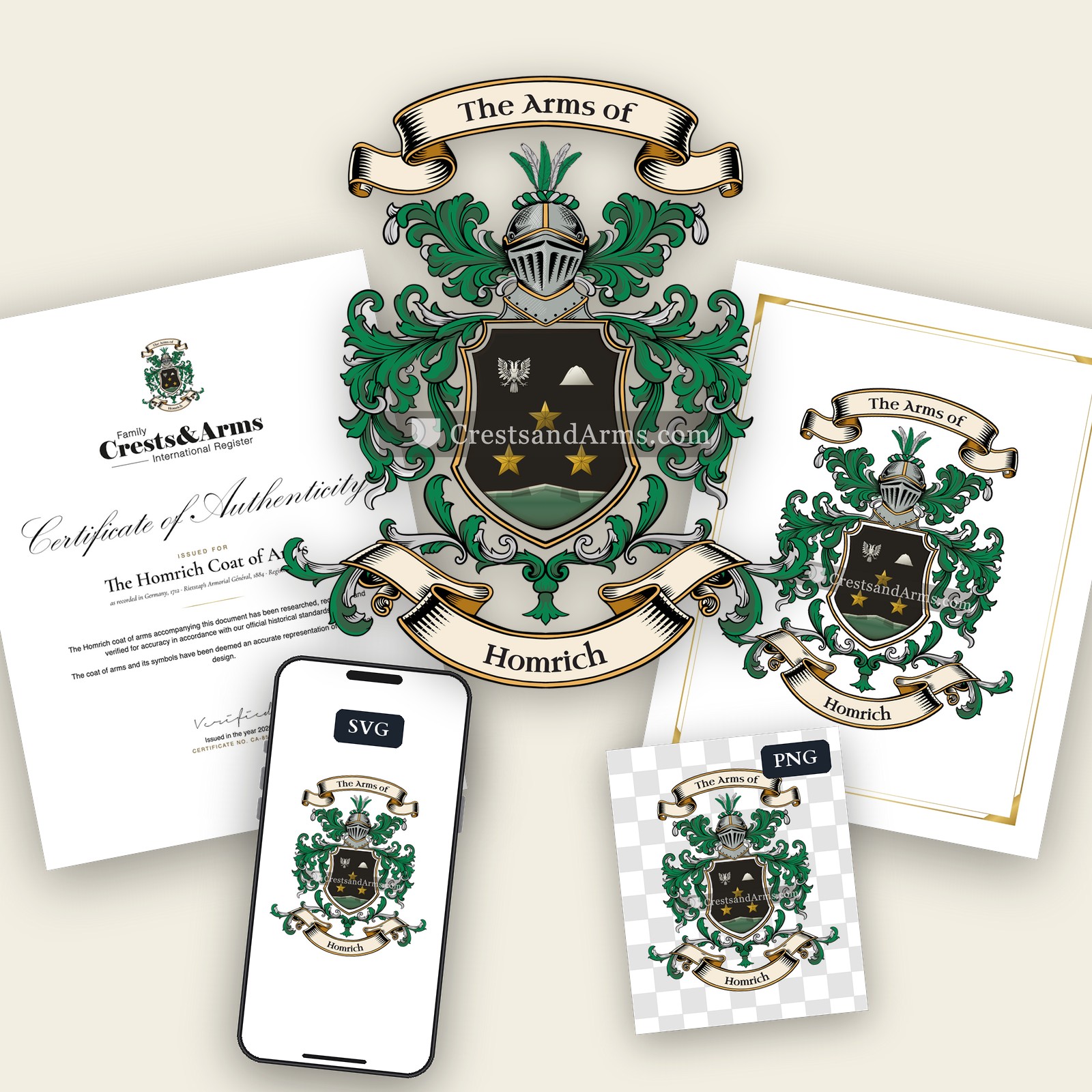 The Homrich arms on the coat of arms — digital pack