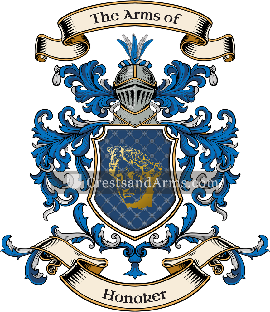 The Honaker coat of arms, drawn from the recorded blazon