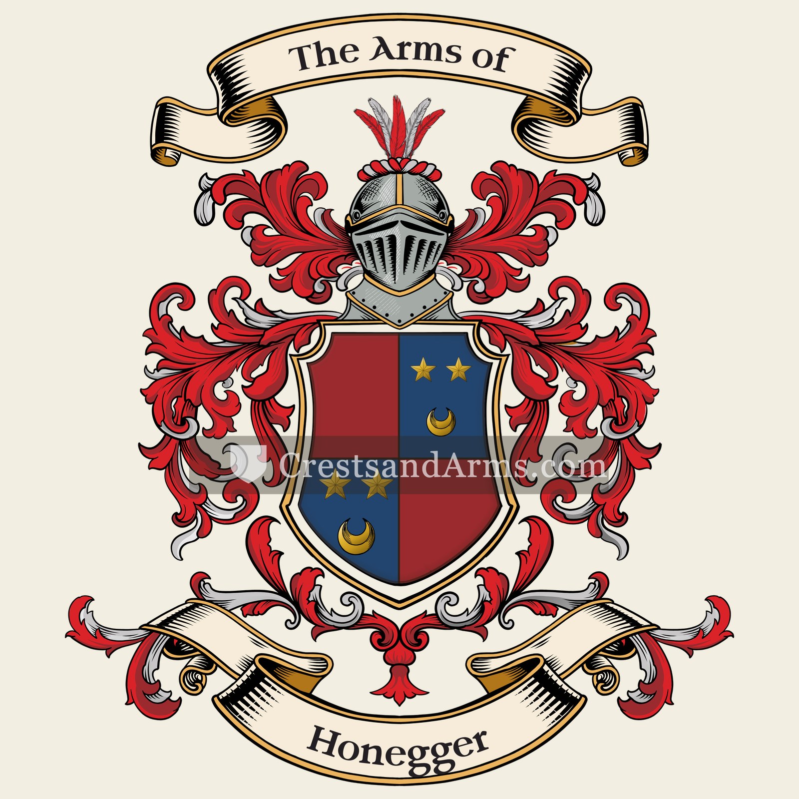 The Honegger coat of arms, drawn from the recorded blazon