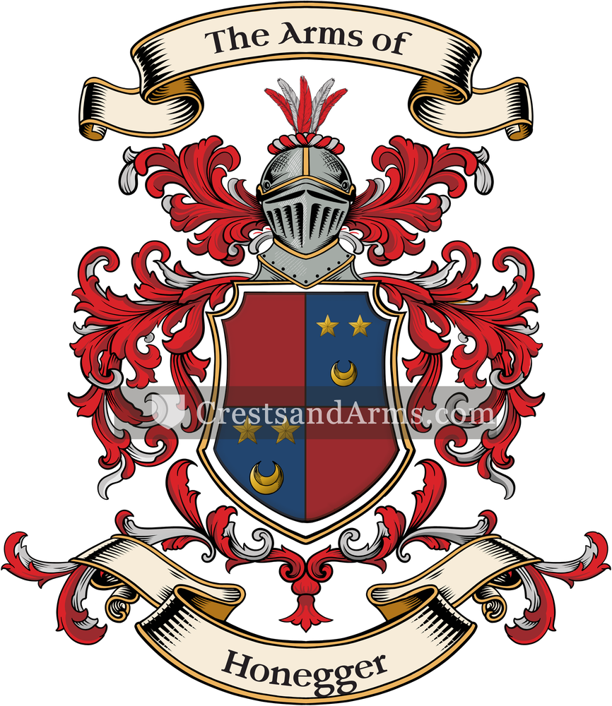 The Honegger coat of arms, drawn from the recorded blazon