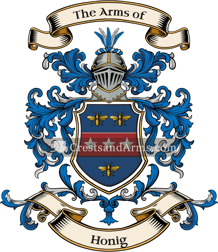 The Honig coat of arms, drawn from the recorded blazon