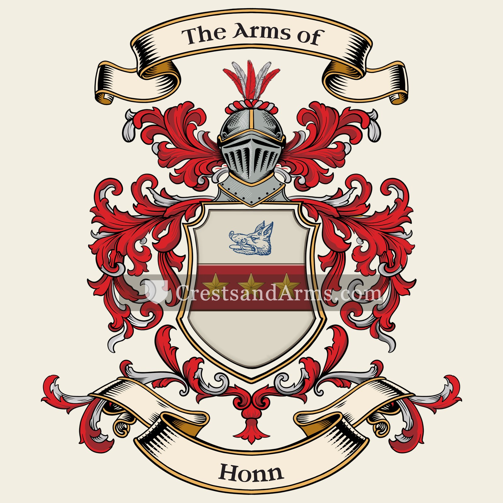 The Honn coat of arms, drawn from the recorded blazon