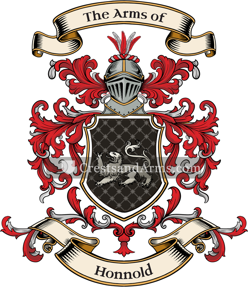 The Honnold coat of arms, drawn from the recorded blazon