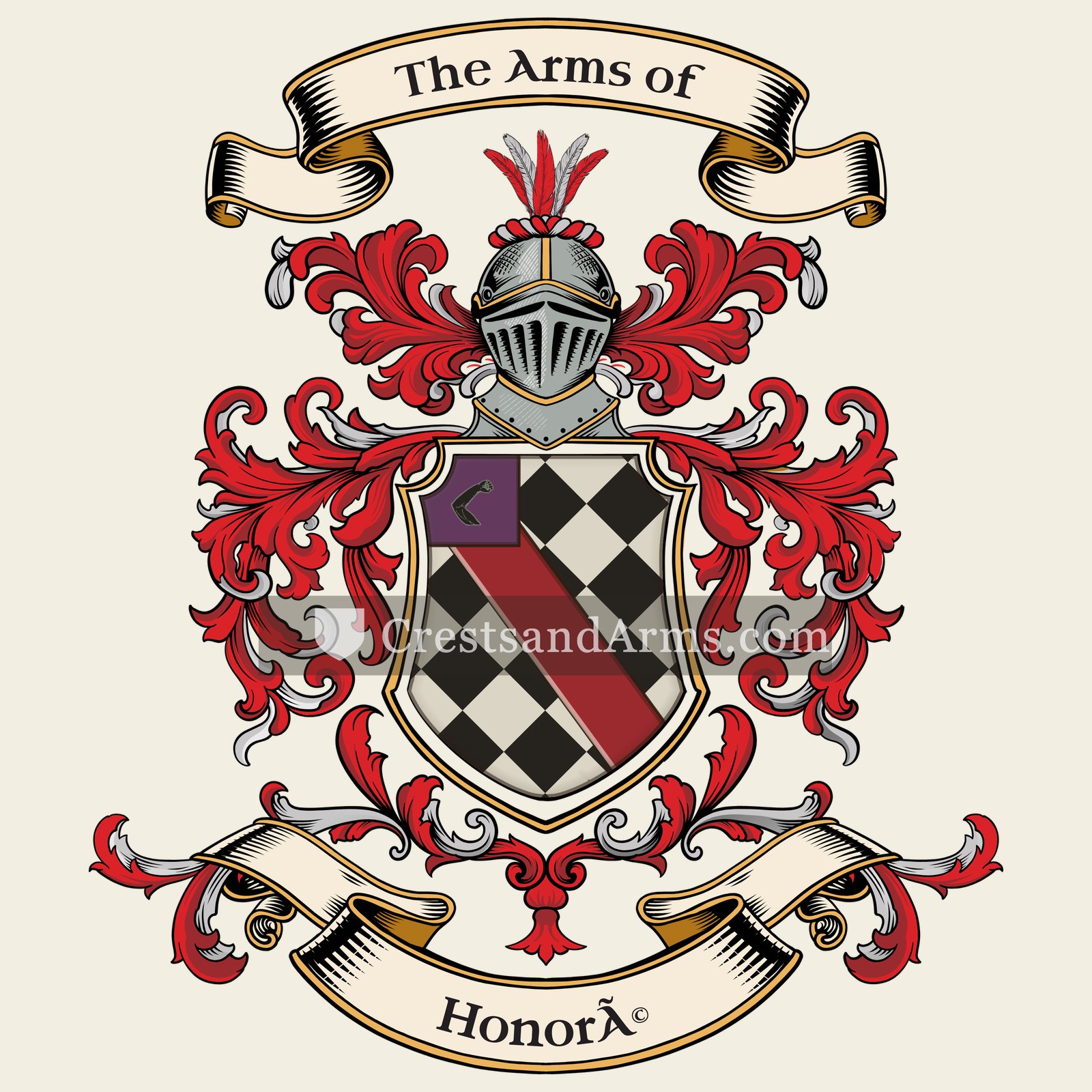 The Honoré coat of arms, drawn from the recorded blazon