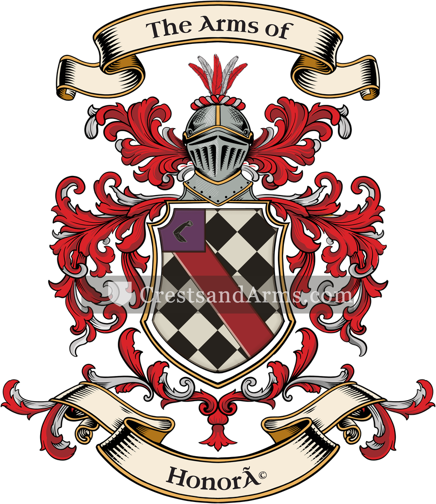The Honoré coat of arms, drawn from the recorded blazon