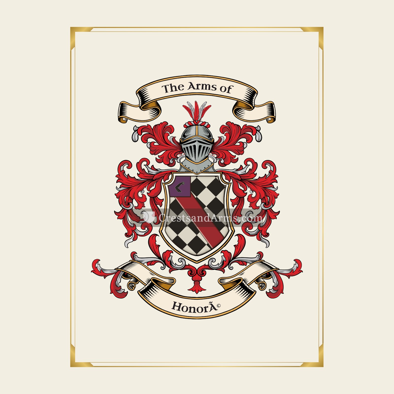 With gold border