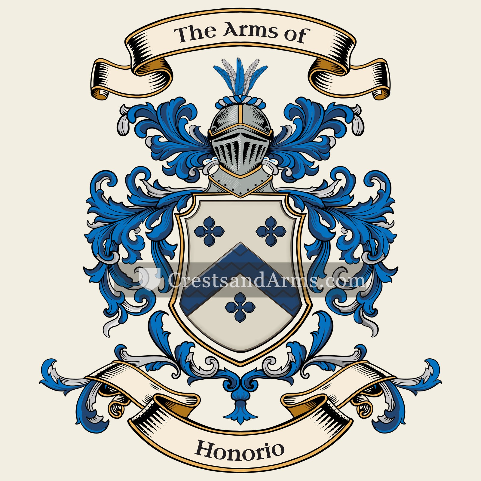 The Honorio coat of arms, drawn from the recorded blazon