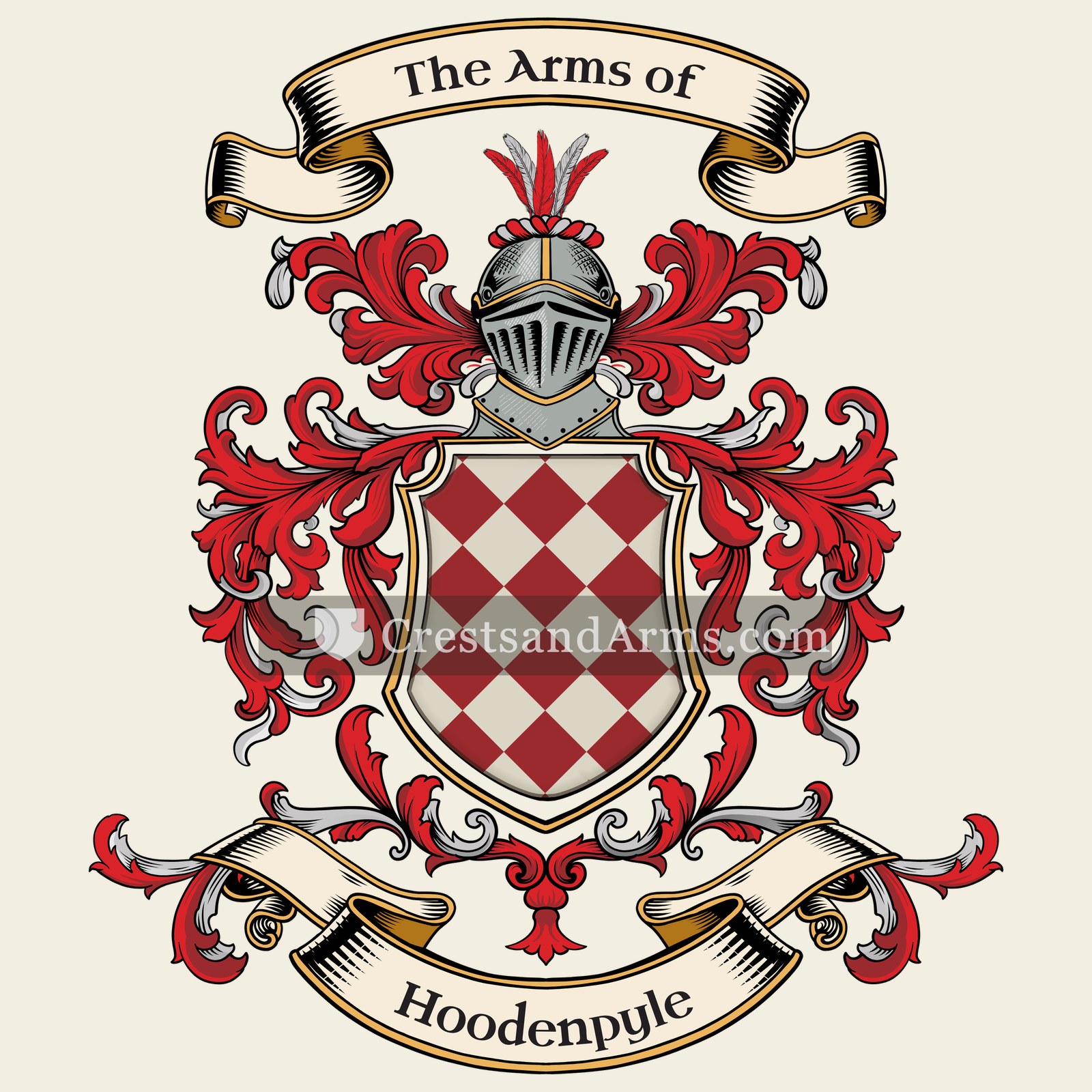 The Hoodenpyle coat of arms, drawn from the recorded blazon