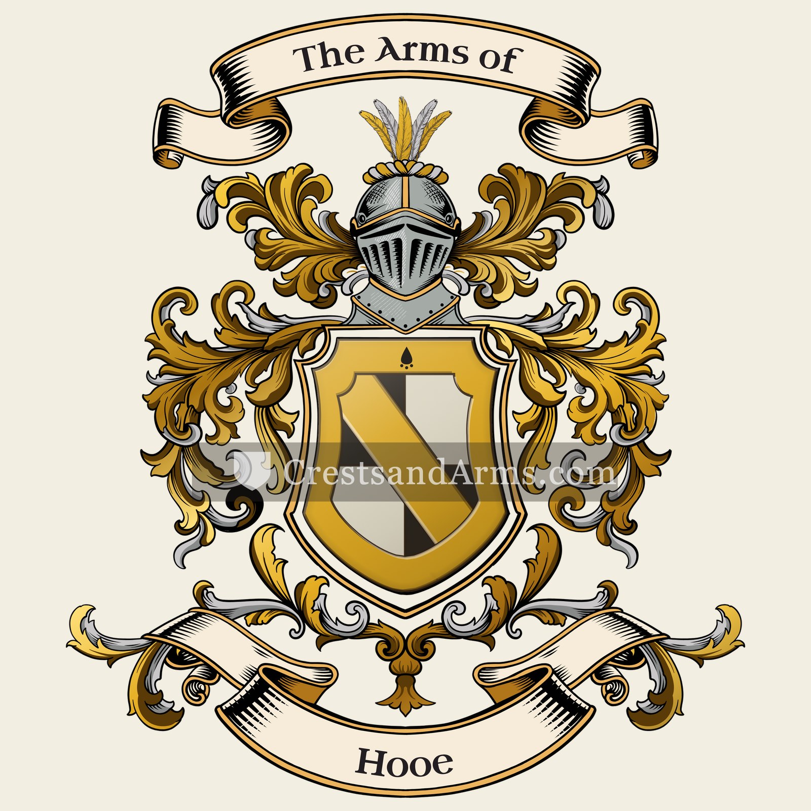 The Hooe coat of arms, drawn from the recorded blazon