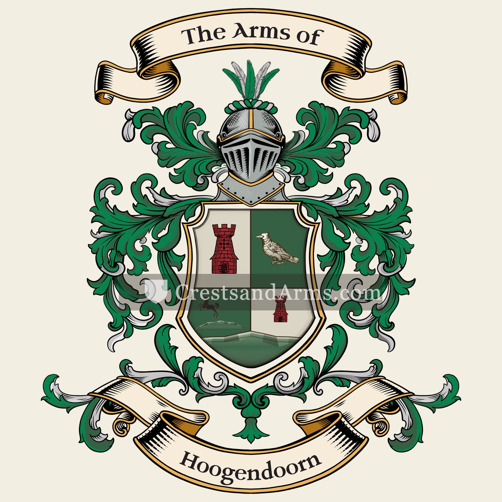 The Hoogendoorn coat of arms, drawn from the recorded blazon