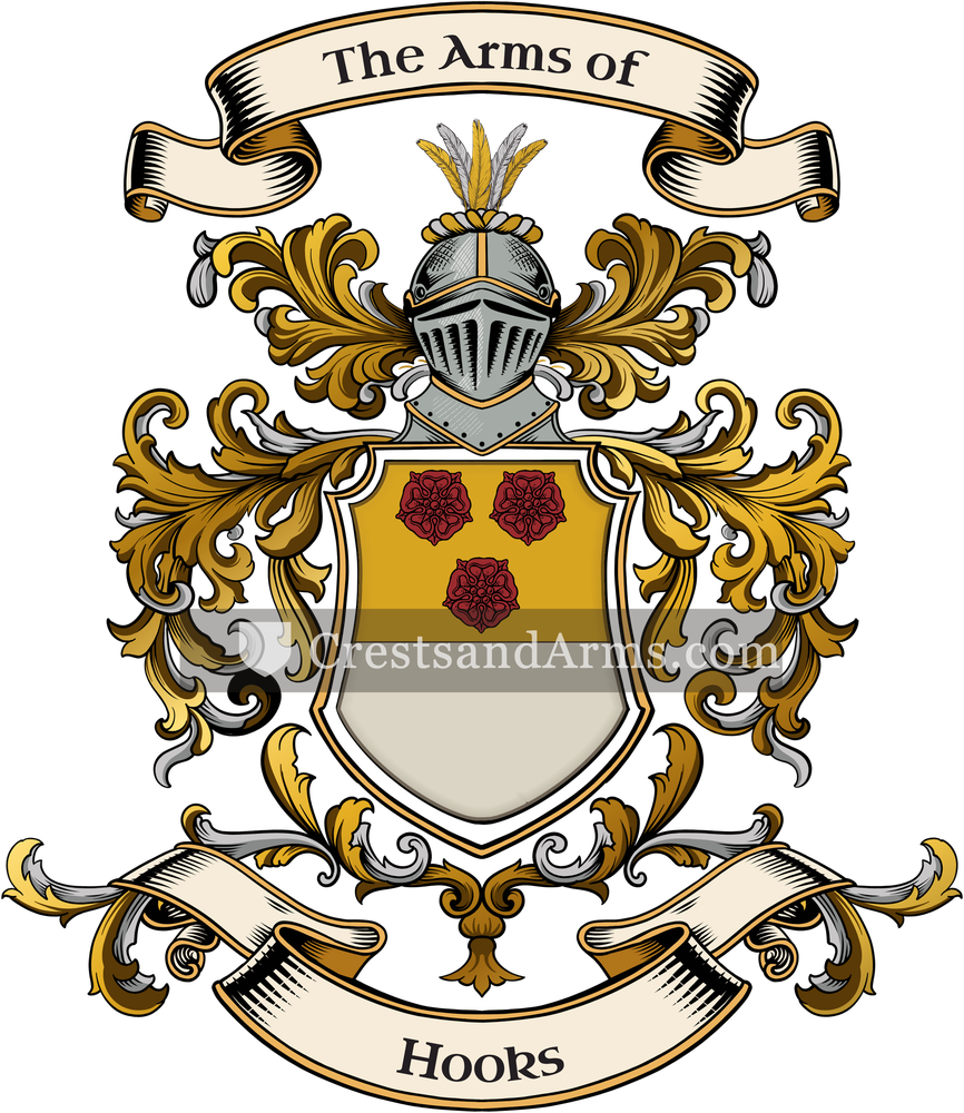 The Hooks coat of arms, drawn from the recorded blazon