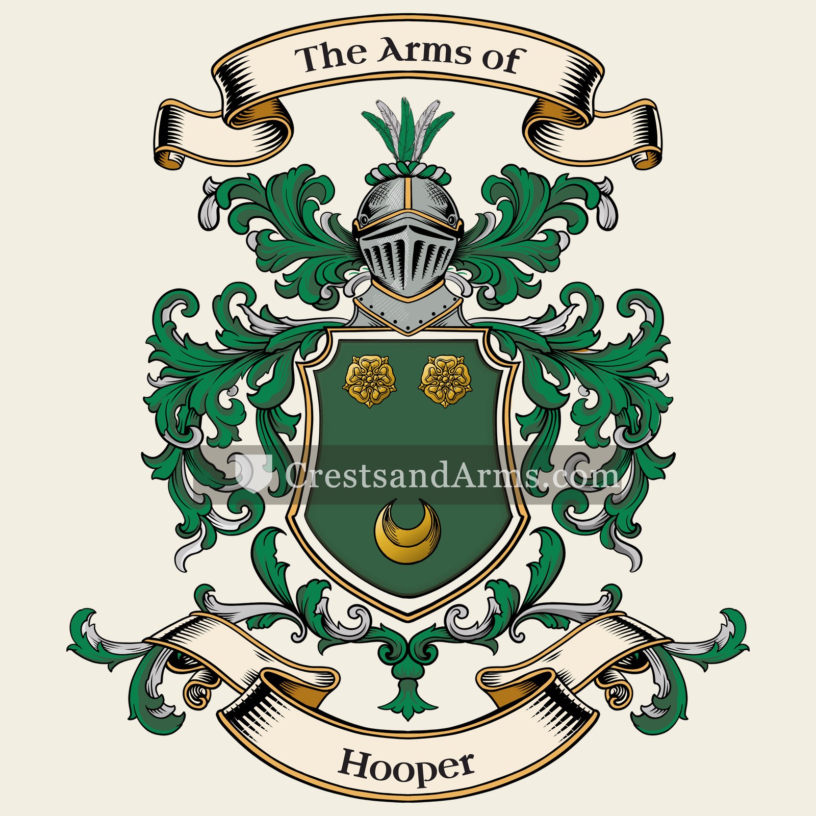 The Hooper coat of arms, drawn from the recorded blazon