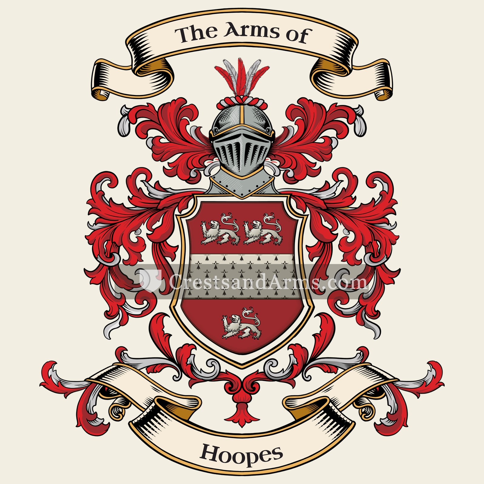 The Hoopes coat of arms, drawn from the recorded blazon