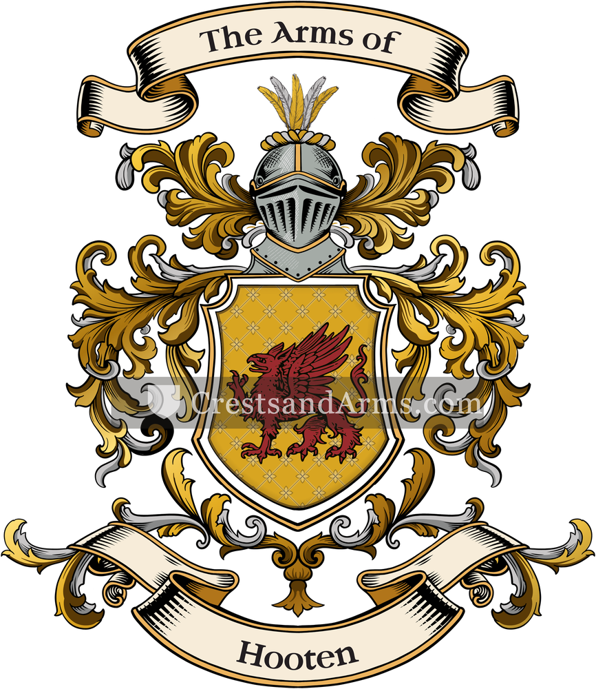 The Hooten coat of arms, drawn from the recorded blazon
