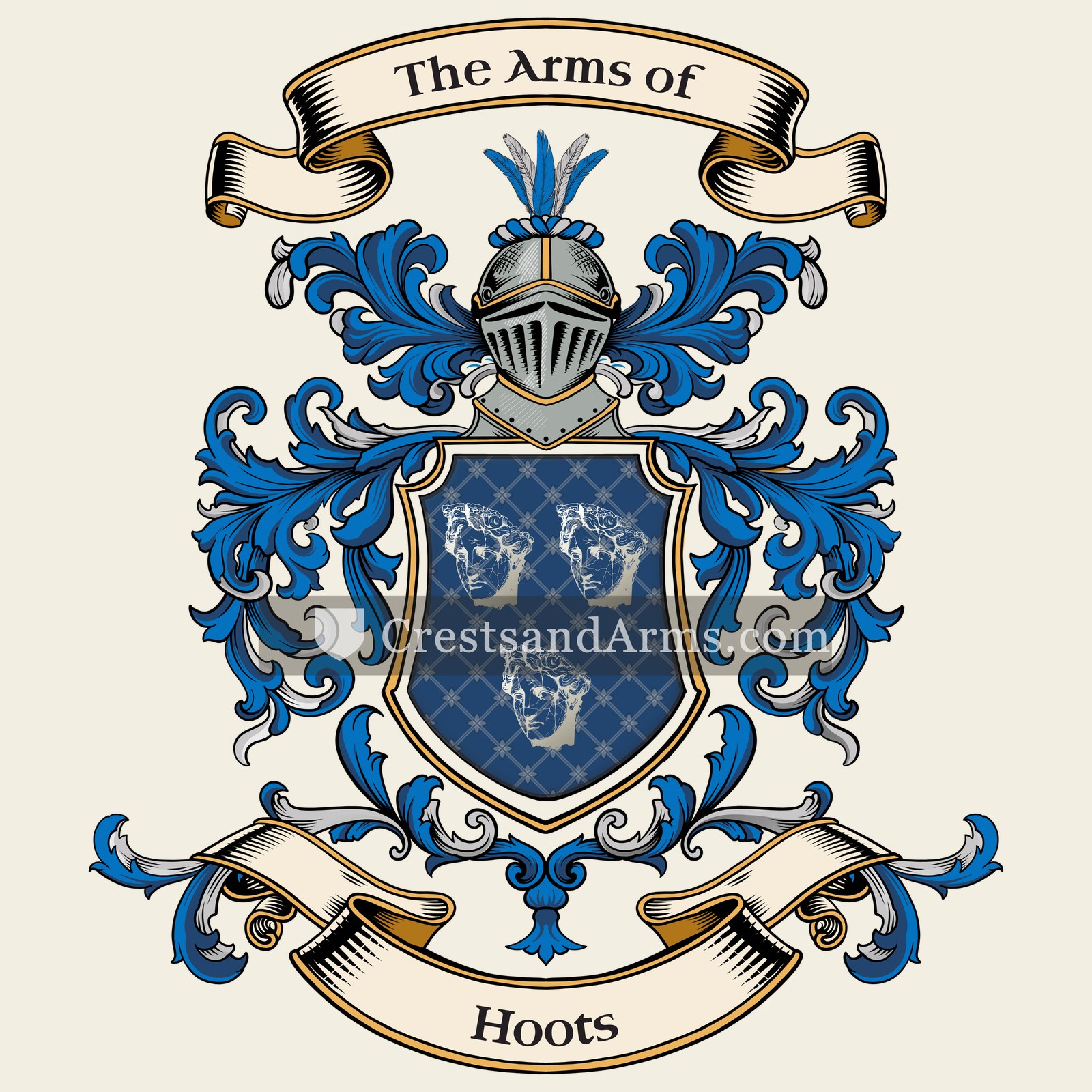 The Hoots coat of arms, drawn from the recorded blazon