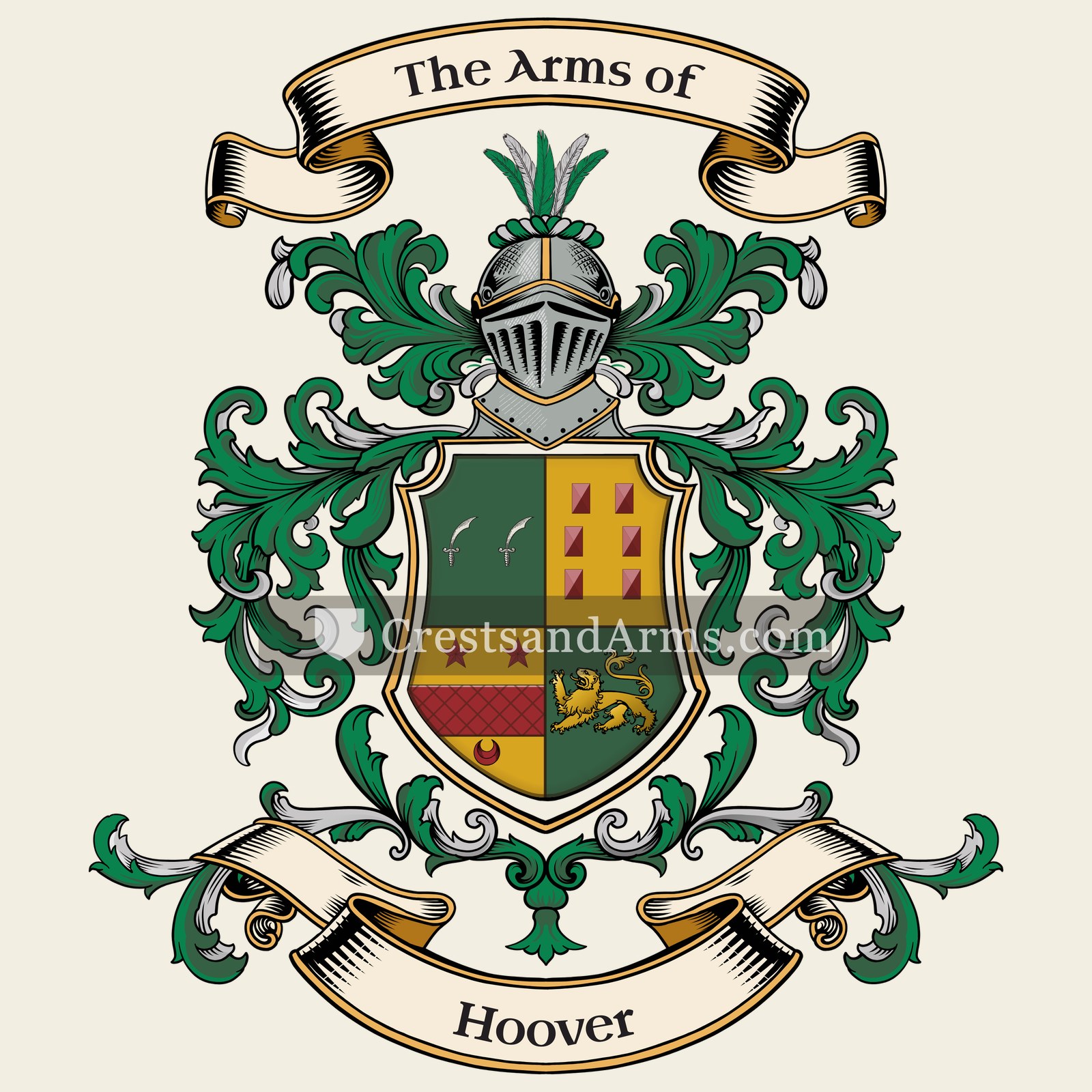 The Hoover coat of arms, drawn from the recorded blazon