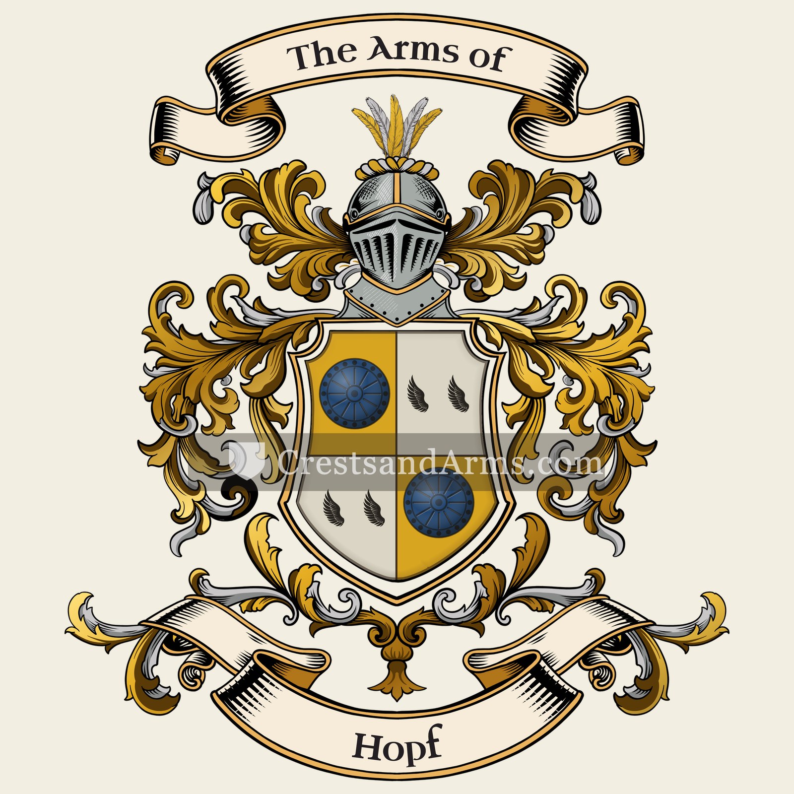 The Hopf coat of arms, drawn from the recorded blazon