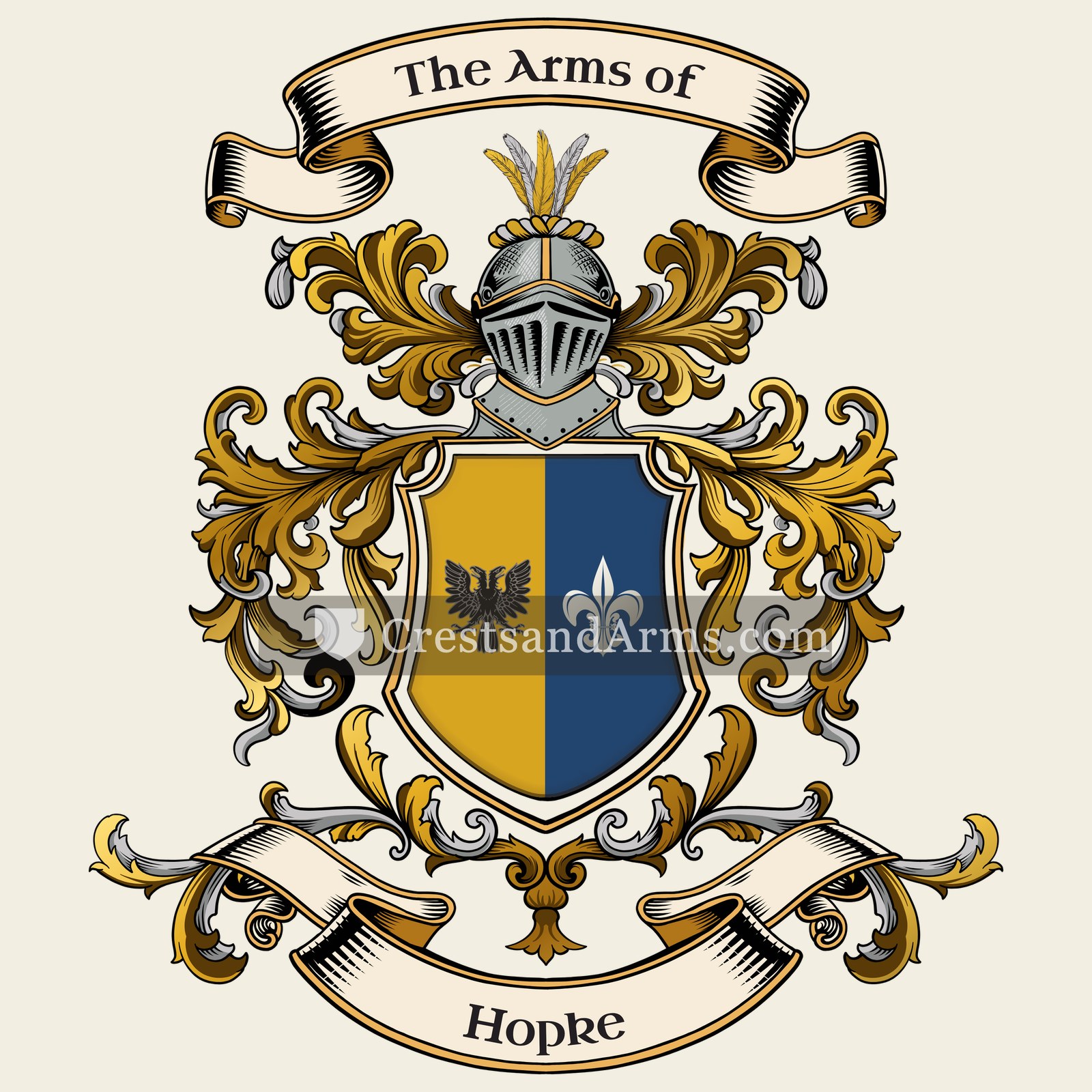 The Hopke coat of arms, drawn from the recorded blazon