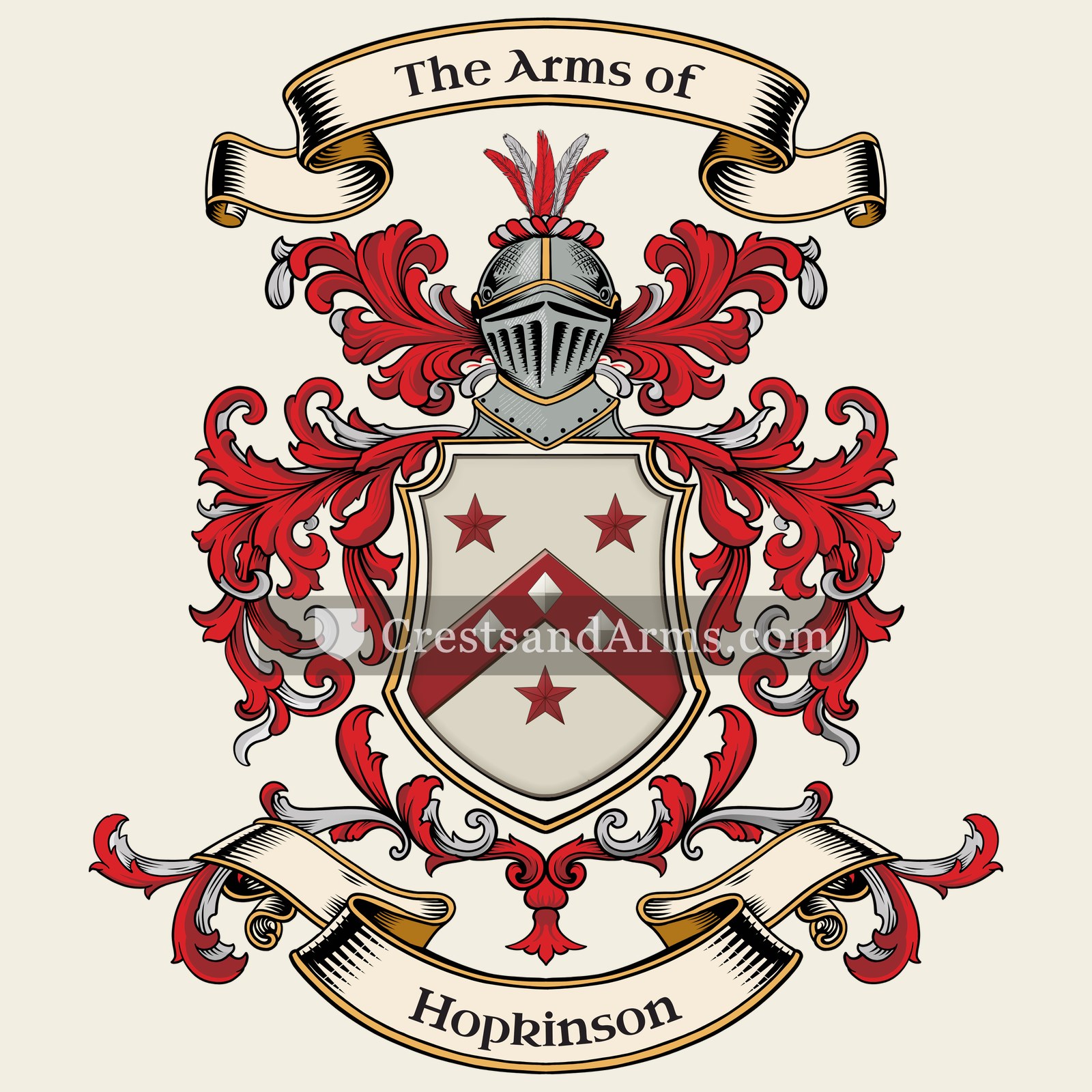 The Hopkinson coat of arms, drawn from the recorded blazon
