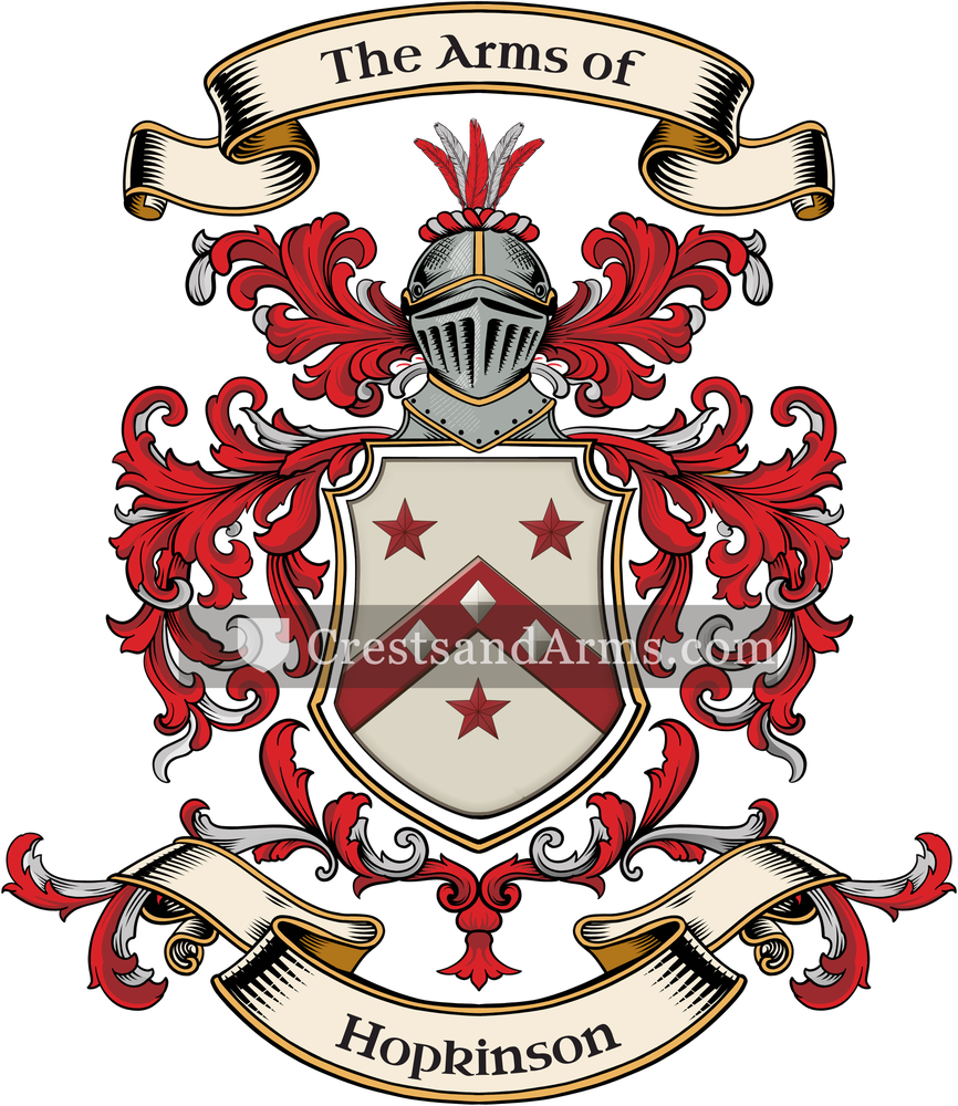 The Hopkinson coat of arms, drawn from the recorded blazon