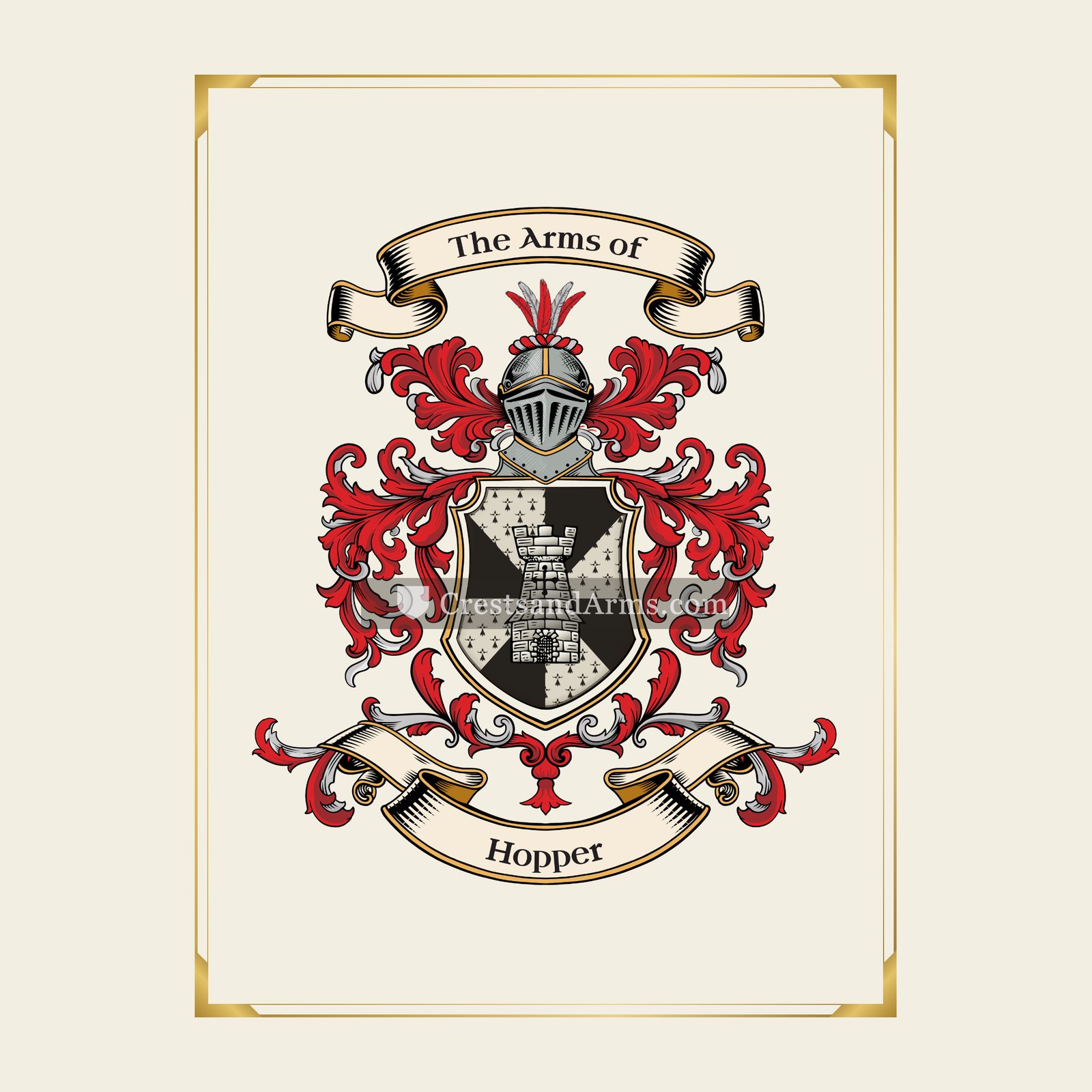With gold border