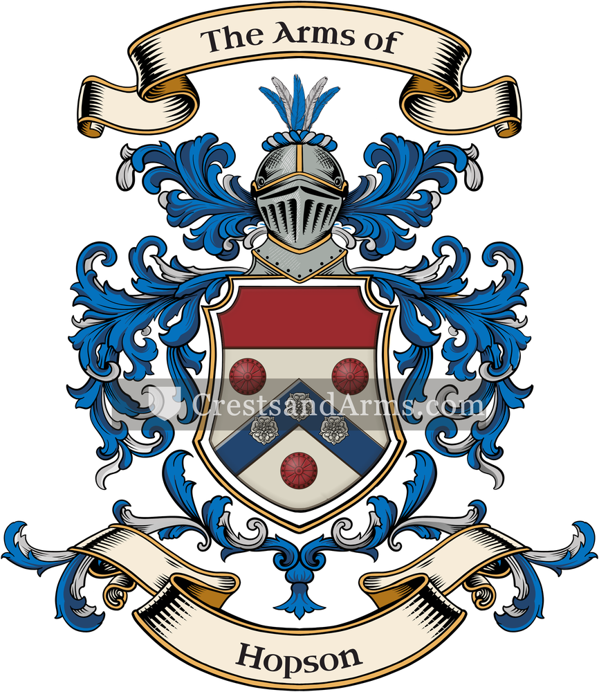 The Hopson coat of arms, drawn from the recorded blazon