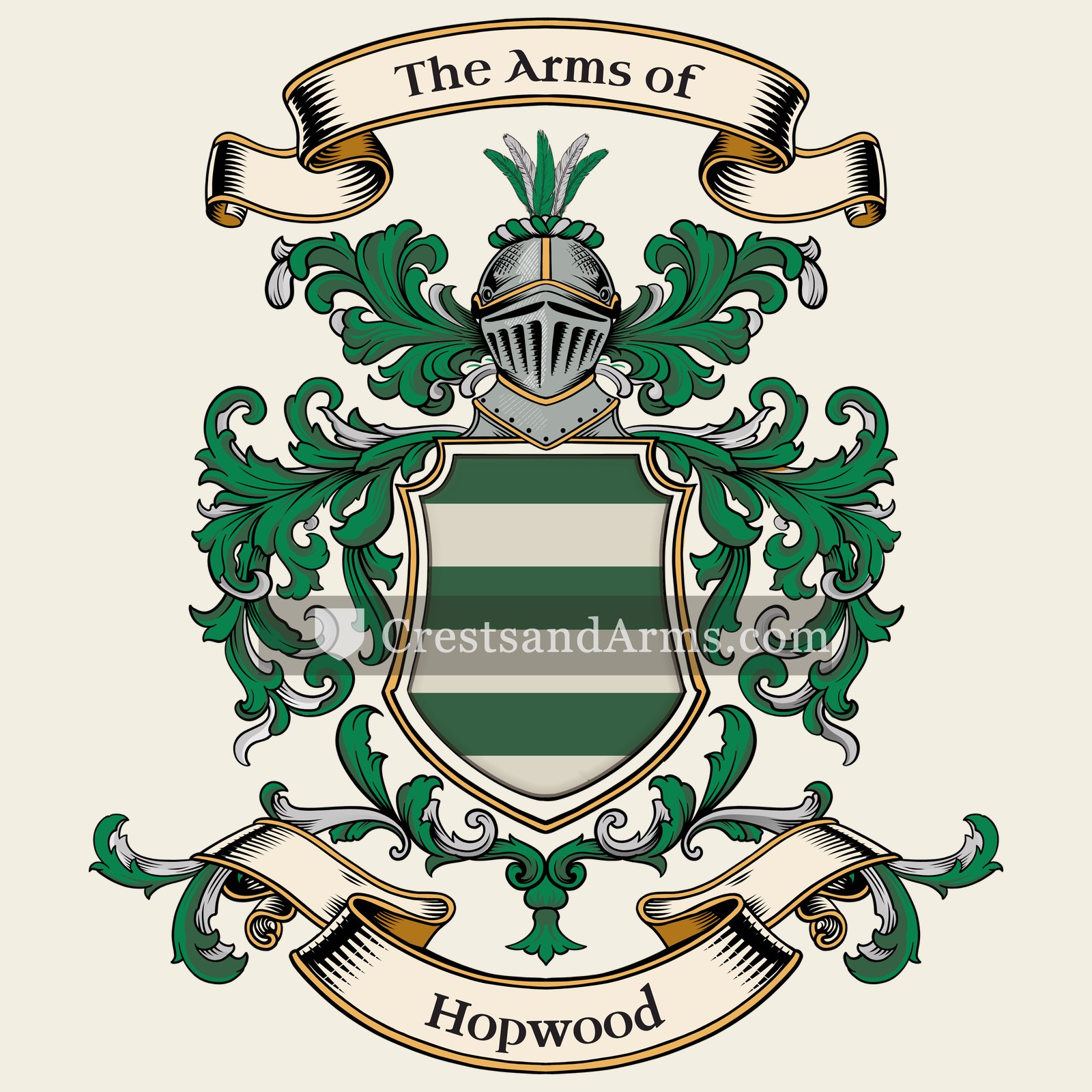 The Hopwood coat of arms, drawn from the recorded blazon