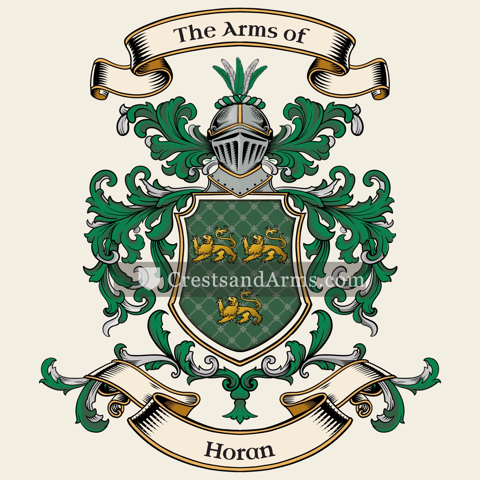 The Horan coat of arms, drawn from the recorded blazon