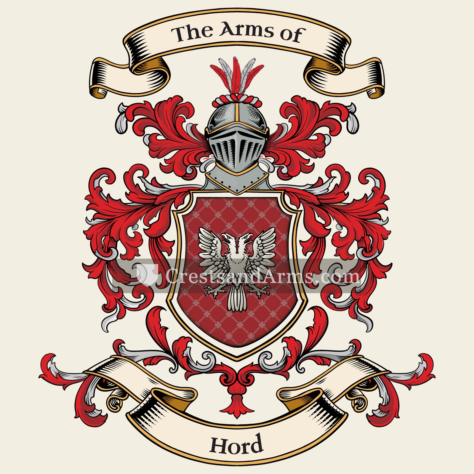 The Hord coat of arms, drawn from the recorded blazon