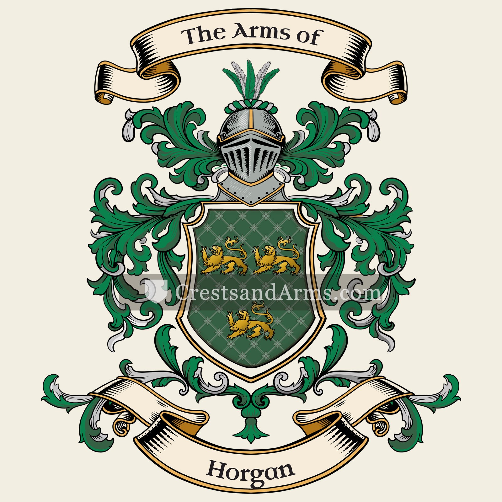 The Horgan coat of arms, drawn from the recorded blazon