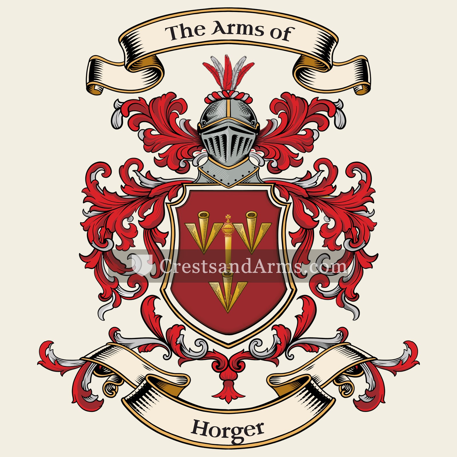 The Horger coat of arms, drawn from the recorded blazon