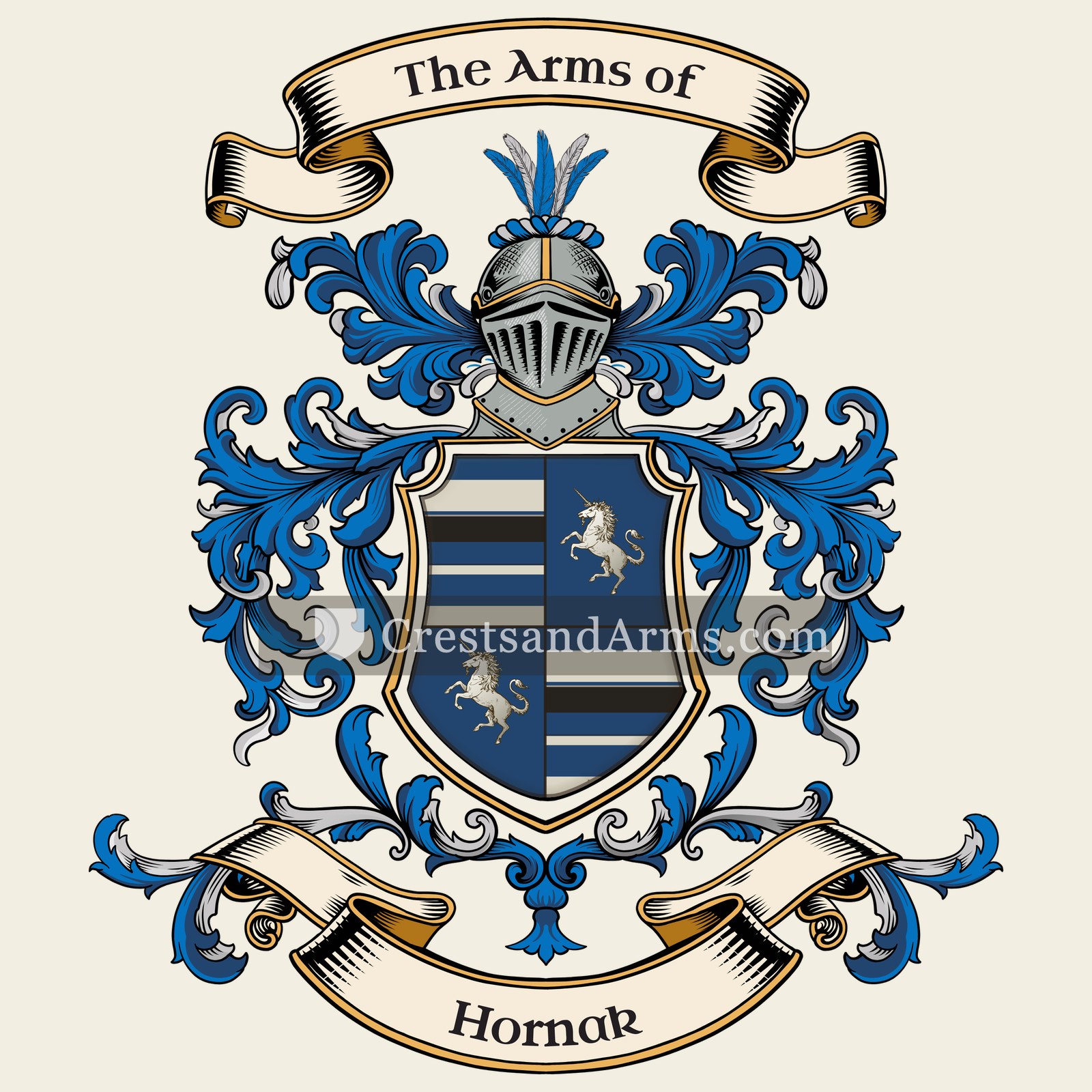 The Hornak coat of arms, drawn from the recorded blazon