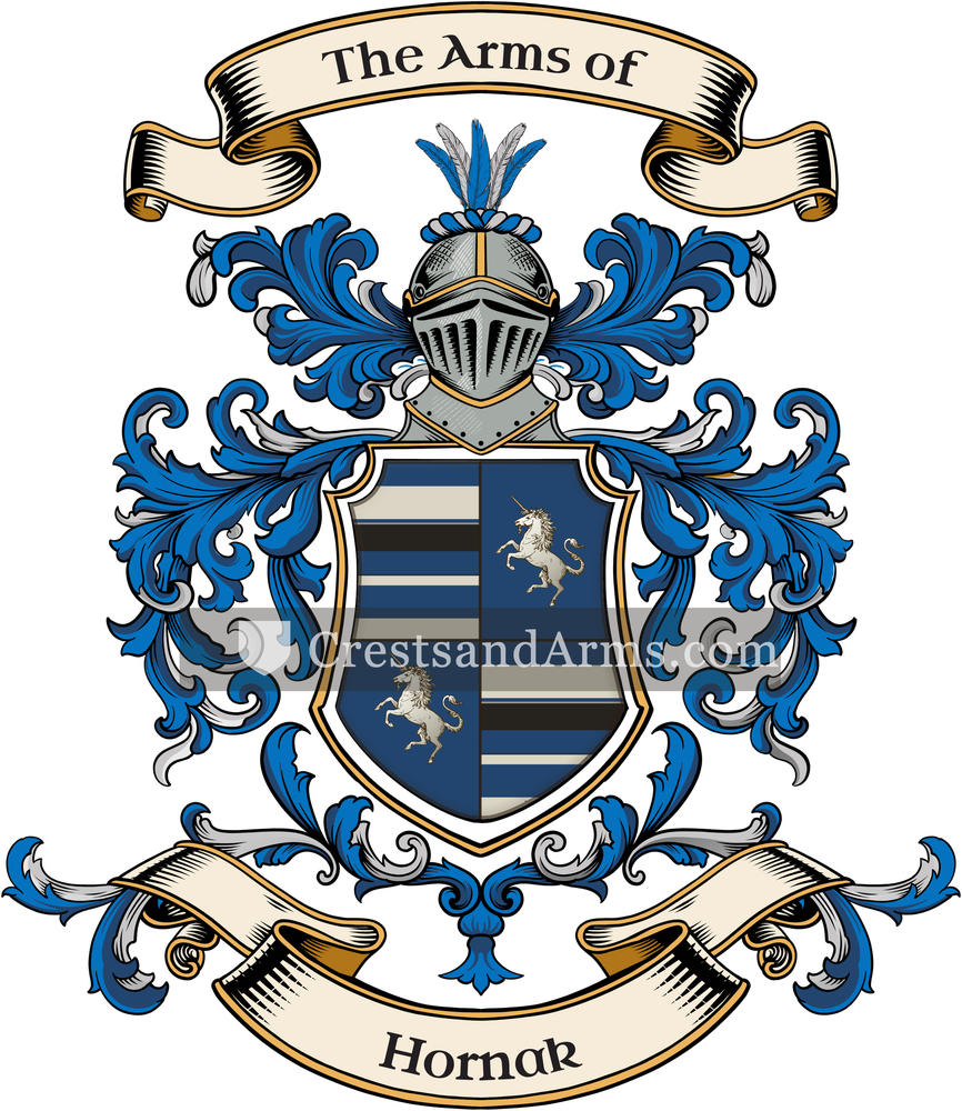 The Hornak coat of arms, drawn from the recorded blazon