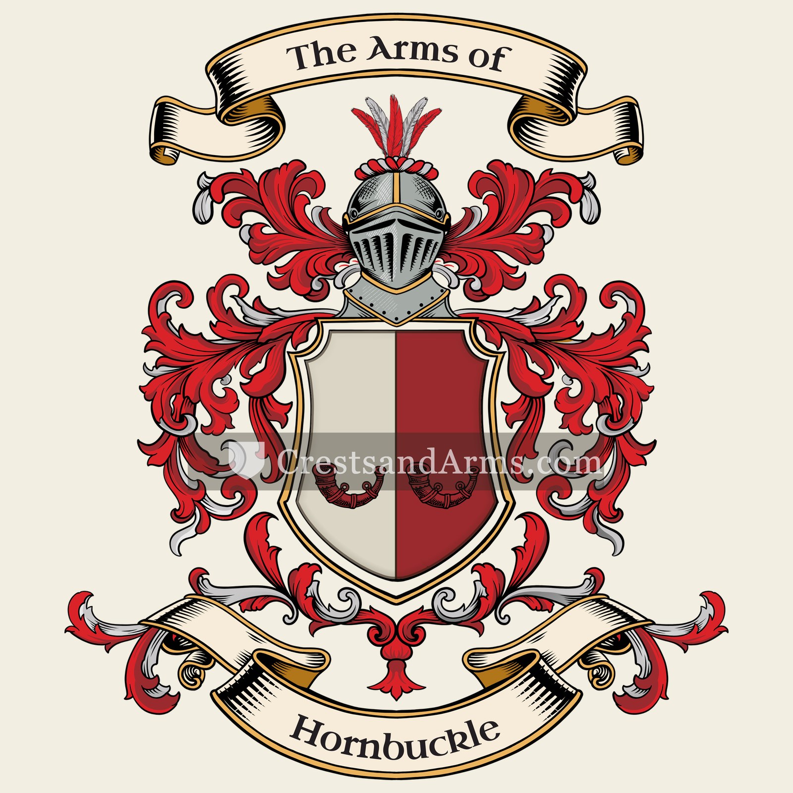 The Hornbuckle coat of arms, drawn from the recorded blazon
