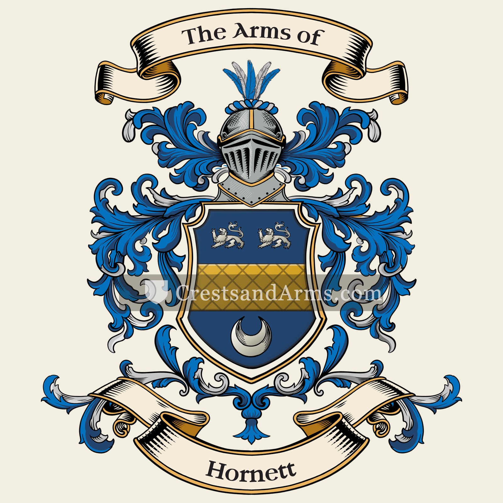 The Hornett coat of arms, drawn from the recorded blazon