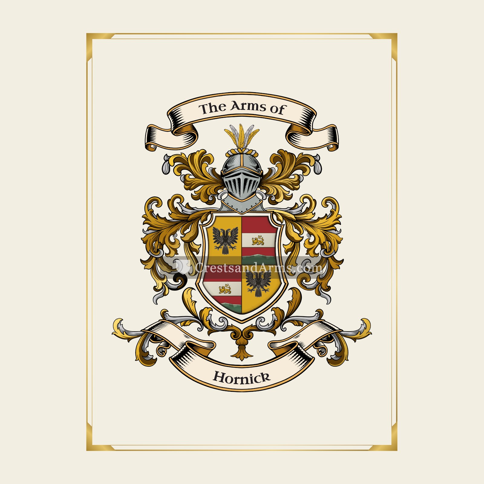 With gold border