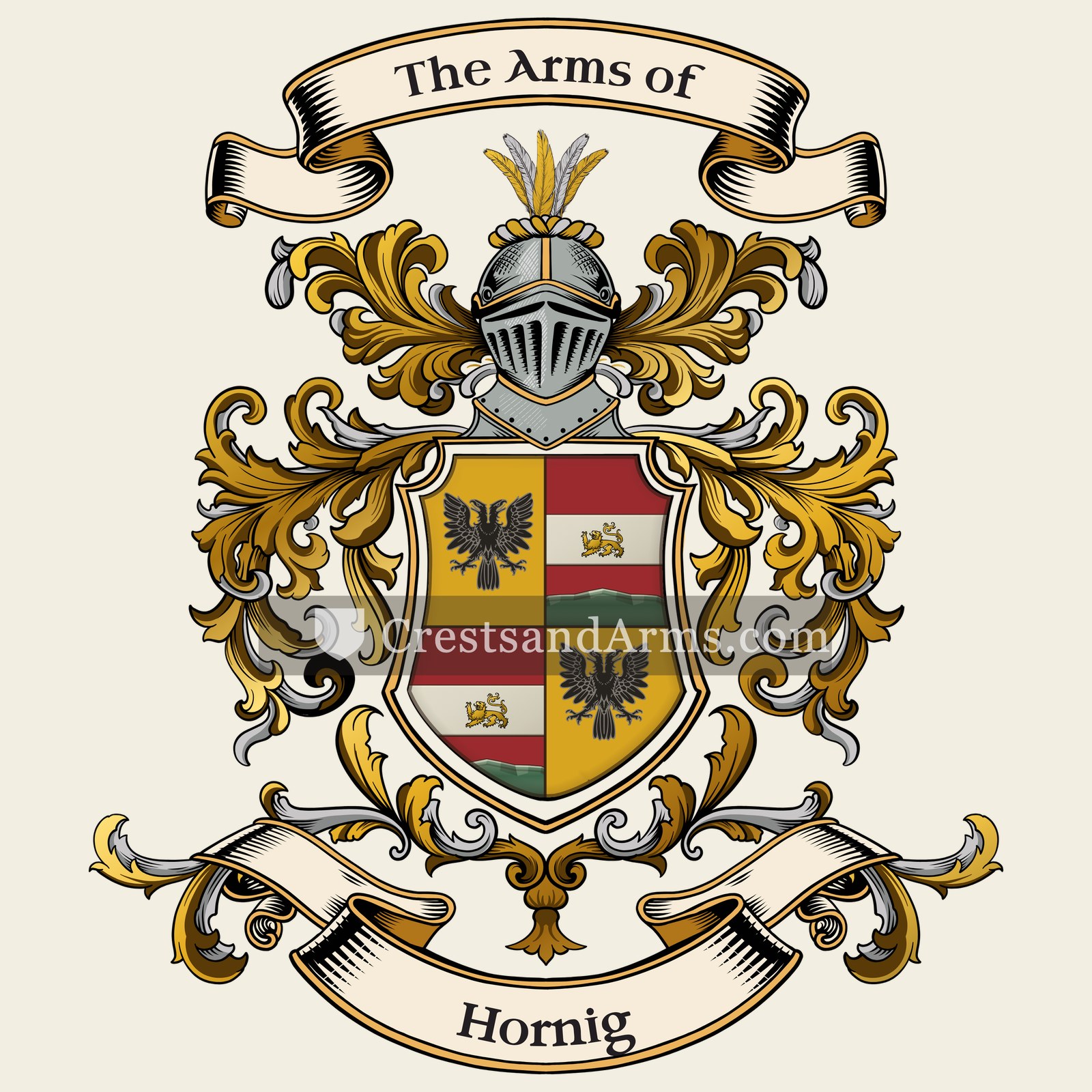 The Hornig coat of arms, drawn from the recorded blazon