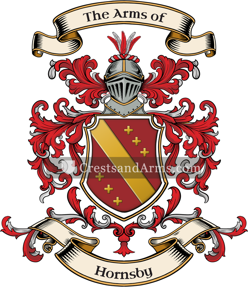 The Hornsby coat of arms, drawn from the recorded blazon