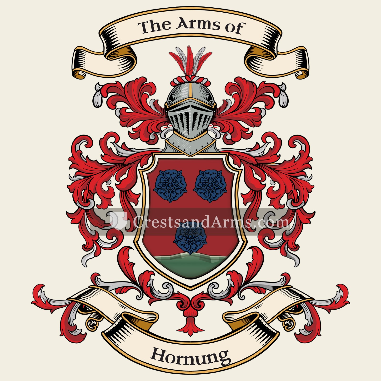 The Hornung coat of arms, drawn from the recorded blazon