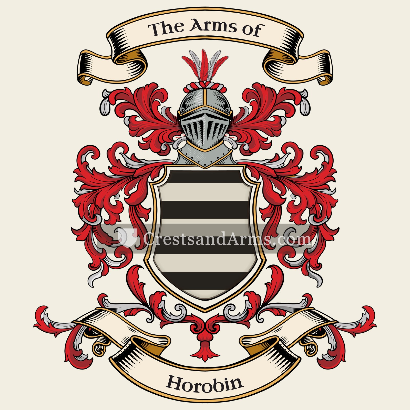 The Horobin coat of arms, drawn from the recorded blazon