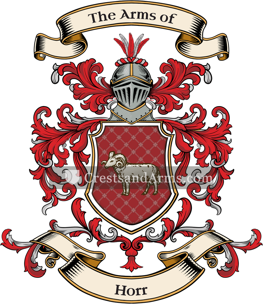 The Horr coat of arms, drawn from the recorded blazon