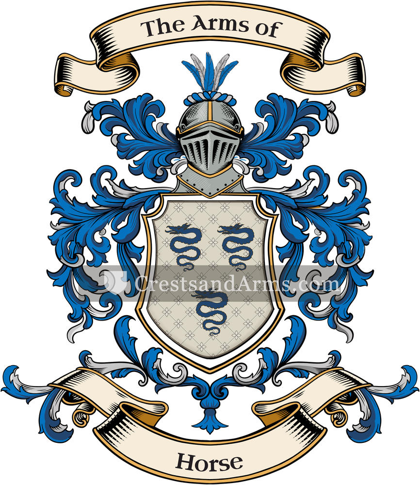 The Horse coat of arms, drawn from the recorded blazon