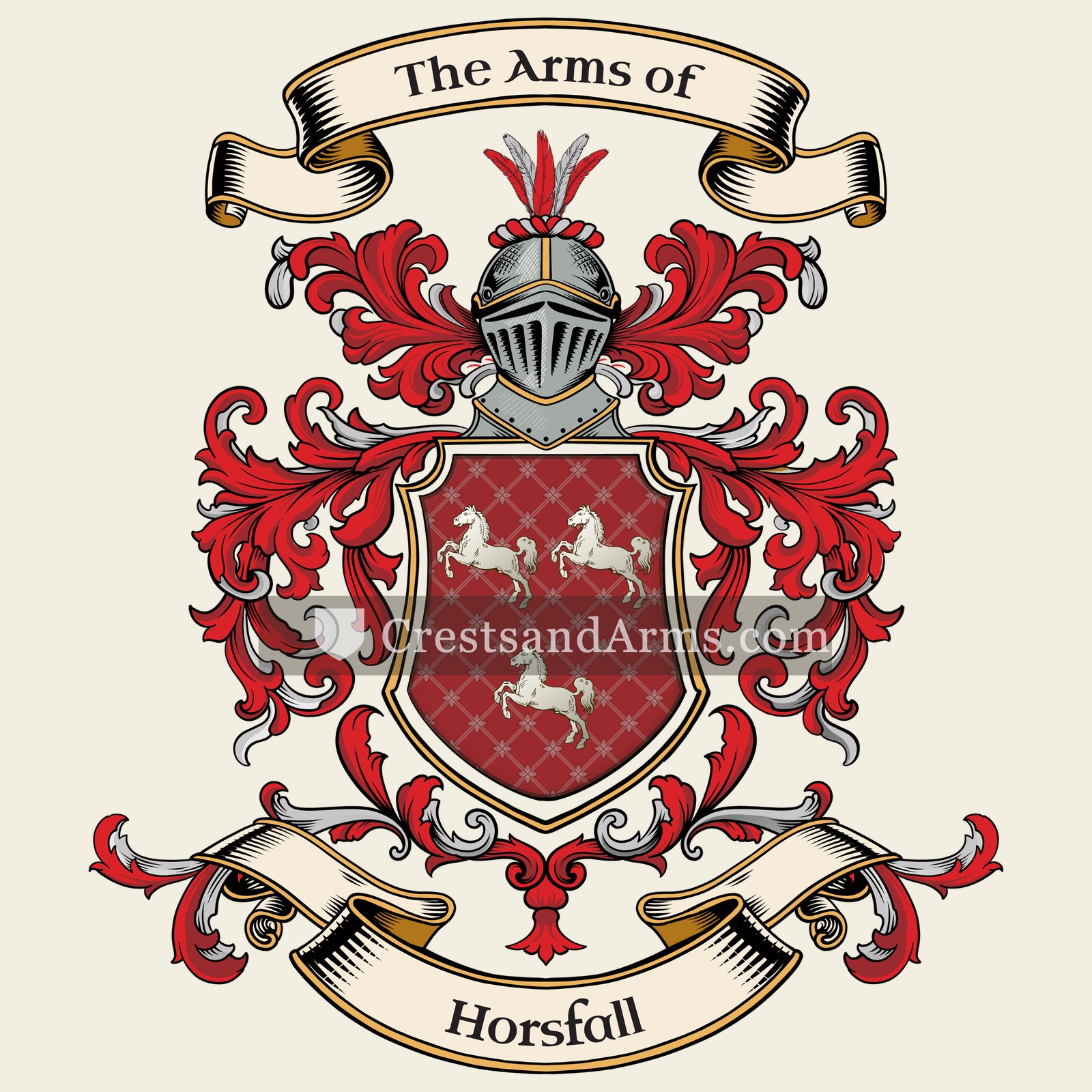 The Horsfall coat of arms, drawn from the recorded blazon
