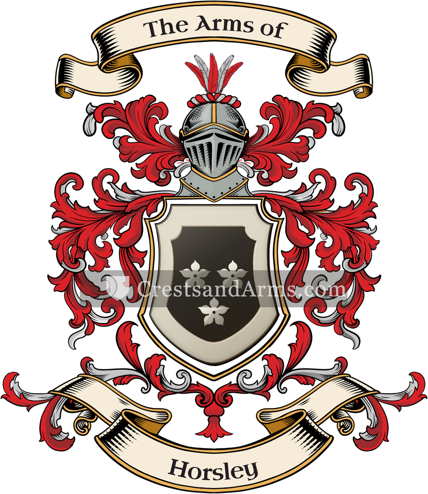 The Horsley coat of arms, drawn from the recorded blazon